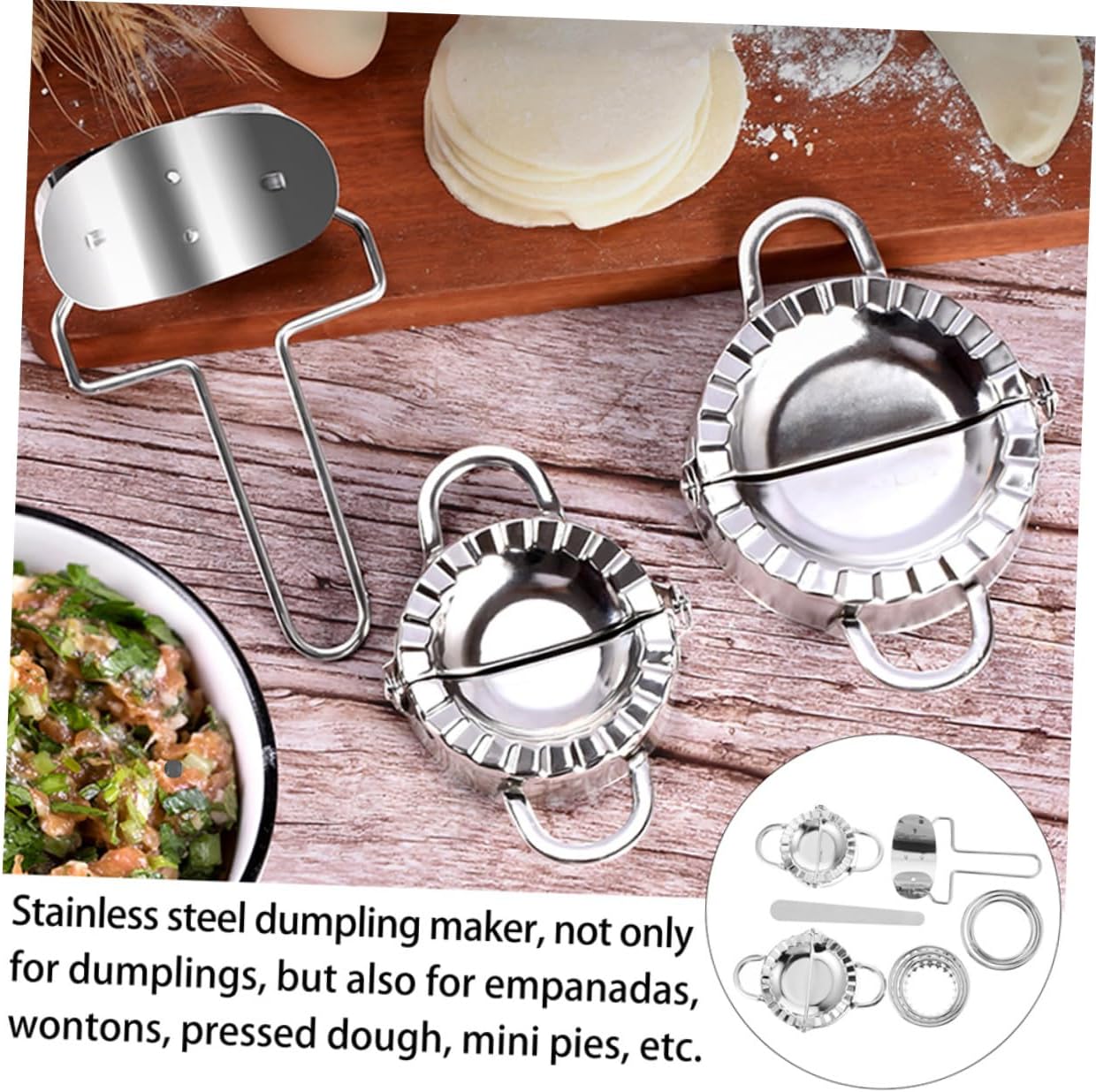1Set Stainless Steel Dumpling Maker Practical Cutters for Sealed Dumplings Kitchen Gadgets for Ravioli Empanadas and More Silver