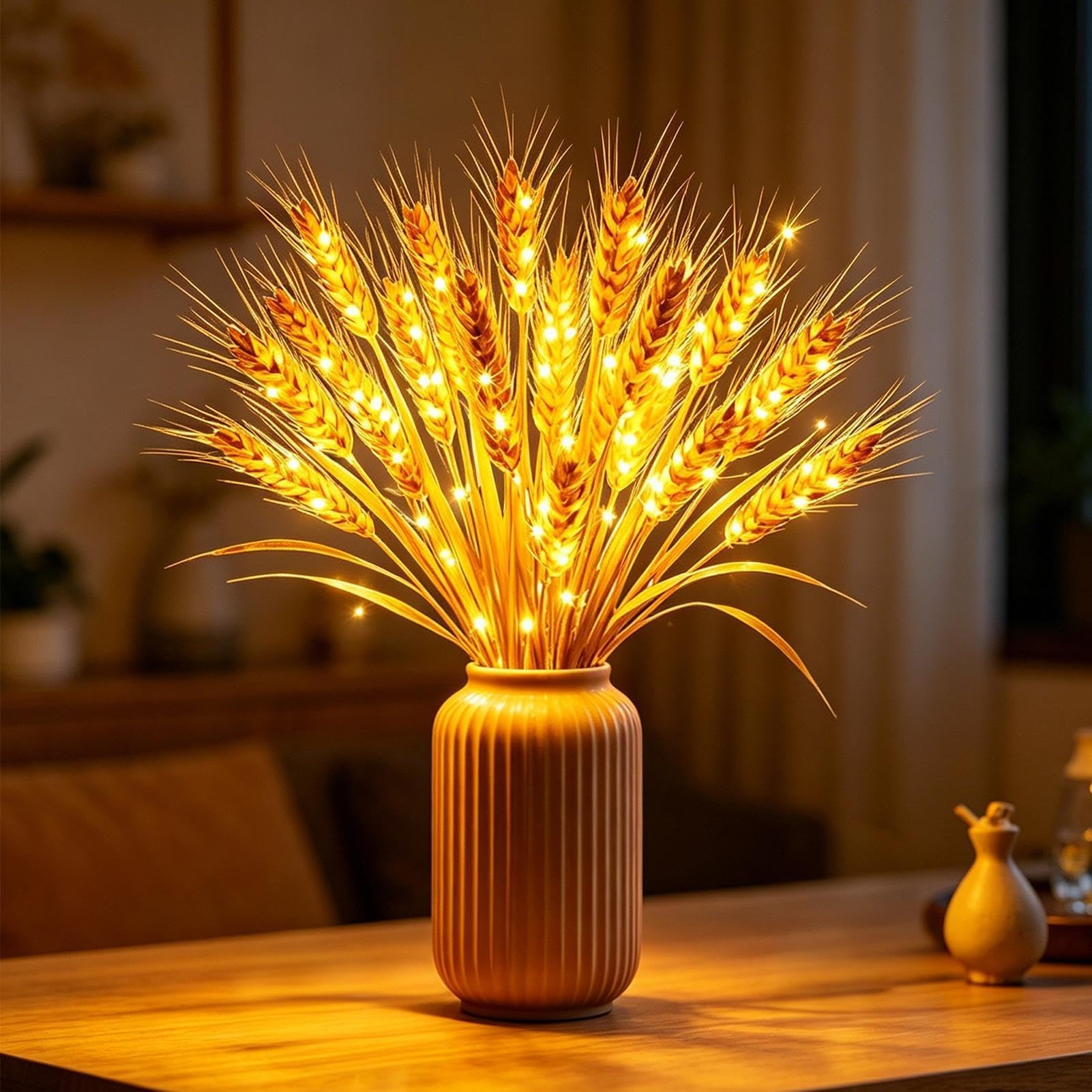 Lampka nocna stołowa przy łóżku Oświetlenie Dekoracyjne Centralne W Temacie | Lampka LED z kłosami pszenicy do jadalni biurka domu półki gabinetu pokoju dziecięcego kawiarni baru styl