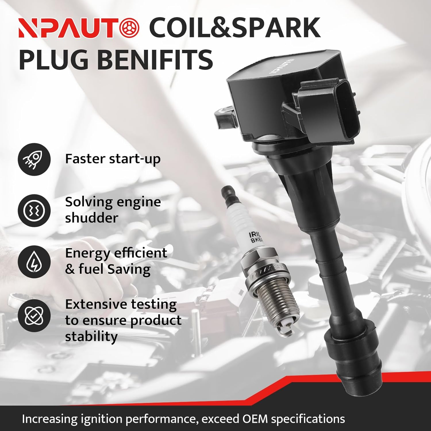 Ignition Coil Pack Spark Plugs Replacement for 4.0 Nissan Frontier Xterra Pathfinder 2005 2006 2007 2008 2009 2010 2011 2012 2013 2014 2015 2016 2017 2018 2019, 3.5 02-06 Nissan Altima Maxima Murano