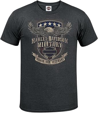 Harley-Davidson Military, Custom Veterans Support, T-Shirt, Honor Our Vets, in Charcoal Gray