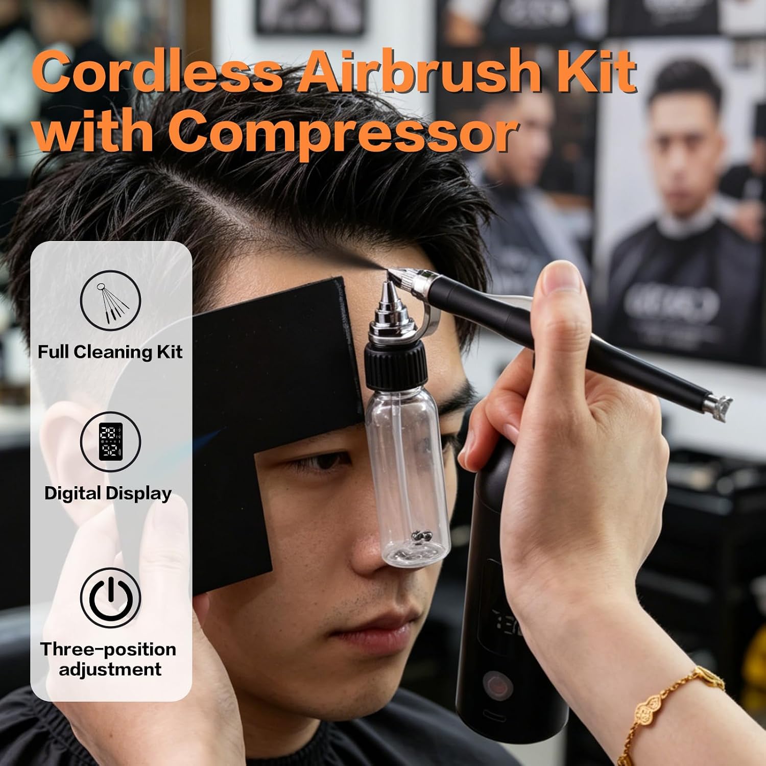 Cordless No-Clean Airbrush Gun Kit, Wash-Free Air Brush with LCD Screen