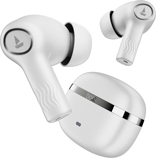 Boat Nirvana Ion, 120HRS Battery, Crystal Bionic Sound w/Dual EQ Modes, 4Mics ENx, App Support, Low Latency, IPX4, v.5.2 B...