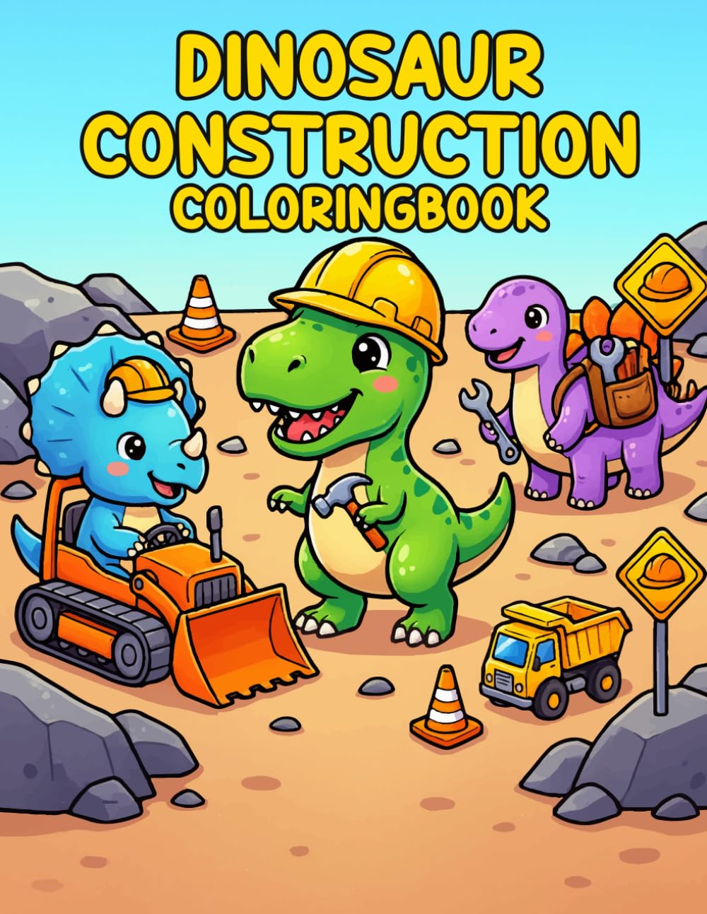 Dinosaur Construction Coloringbook: Fun Dino Builders & Easy Construction Scenes for Kids and toddler.