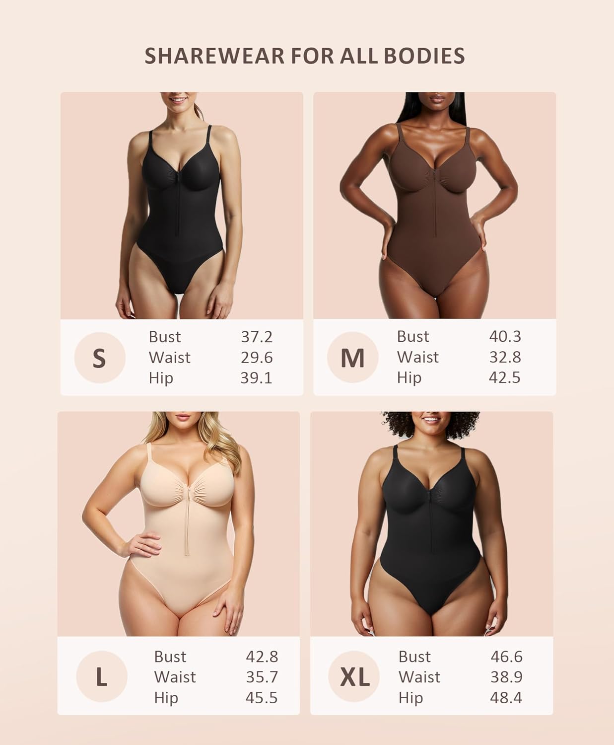 FeelinGirl Tummy Control Bodysuit for Women:Invisible Zipper Camisole with Adjustable Support