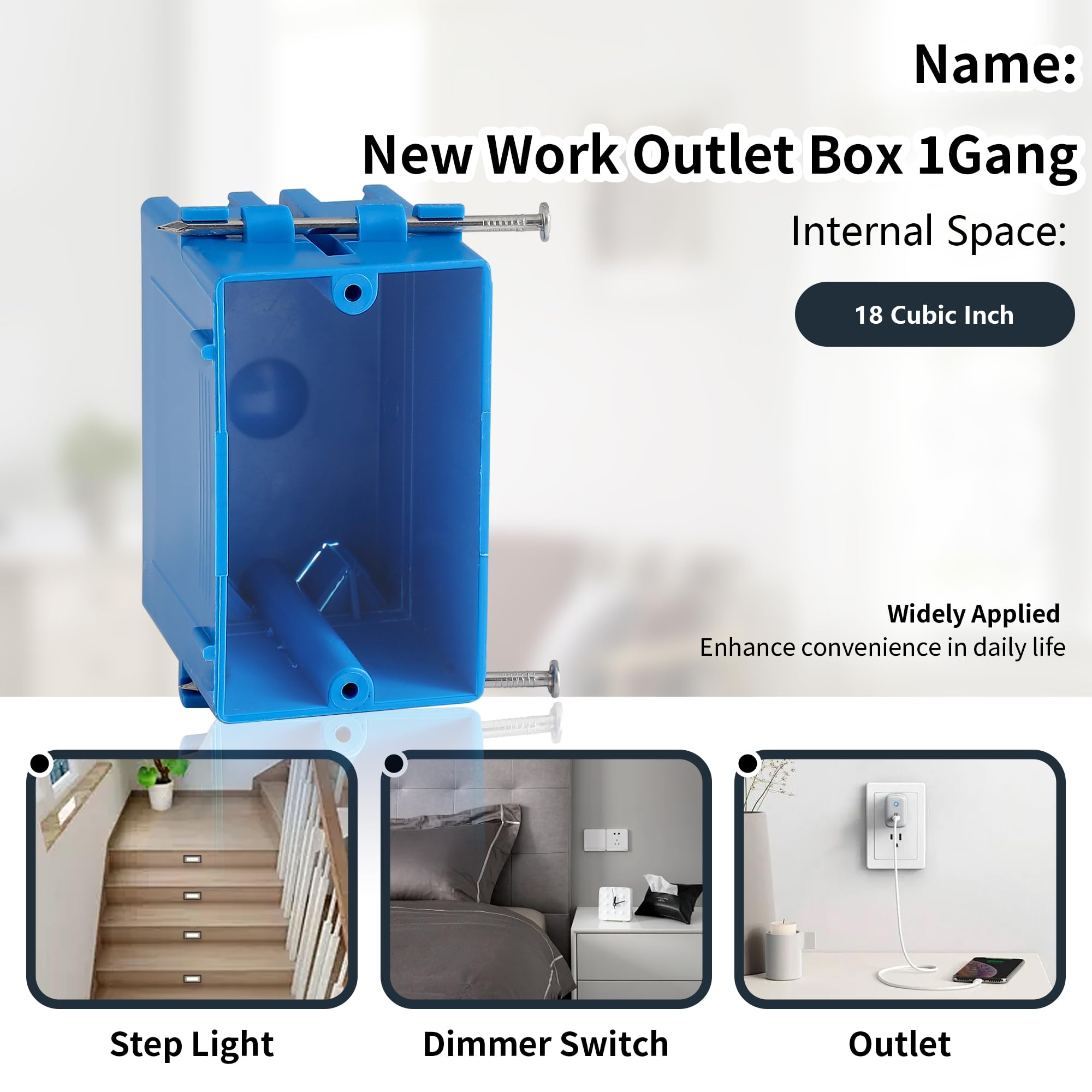 10 Pack Electrical Outlet Boxes - 1 Gang PVC Box -6