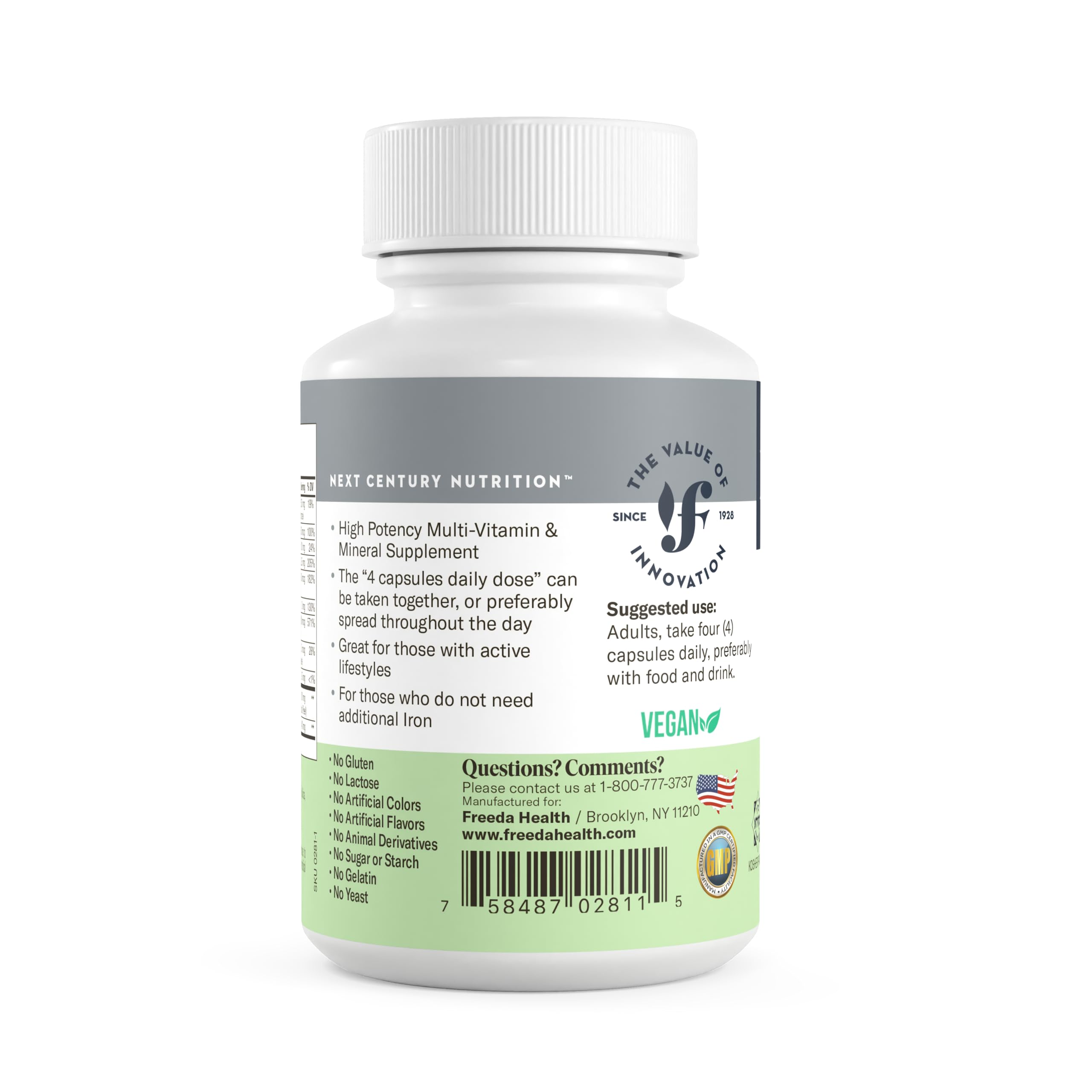 FREEDA Maximum Strength Multivitamin - High Potency Supplement - 120 Caps — Amazon image 8
