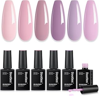 Beetles Purple Gel Polish Set - Ballet Princess Collection, 6 Colors | Nude Pink Purple Gel Polish Kit, Balletcore Lilac Mauve Color Soak Off UV LED Nail Art for DIY Salon Manicure
