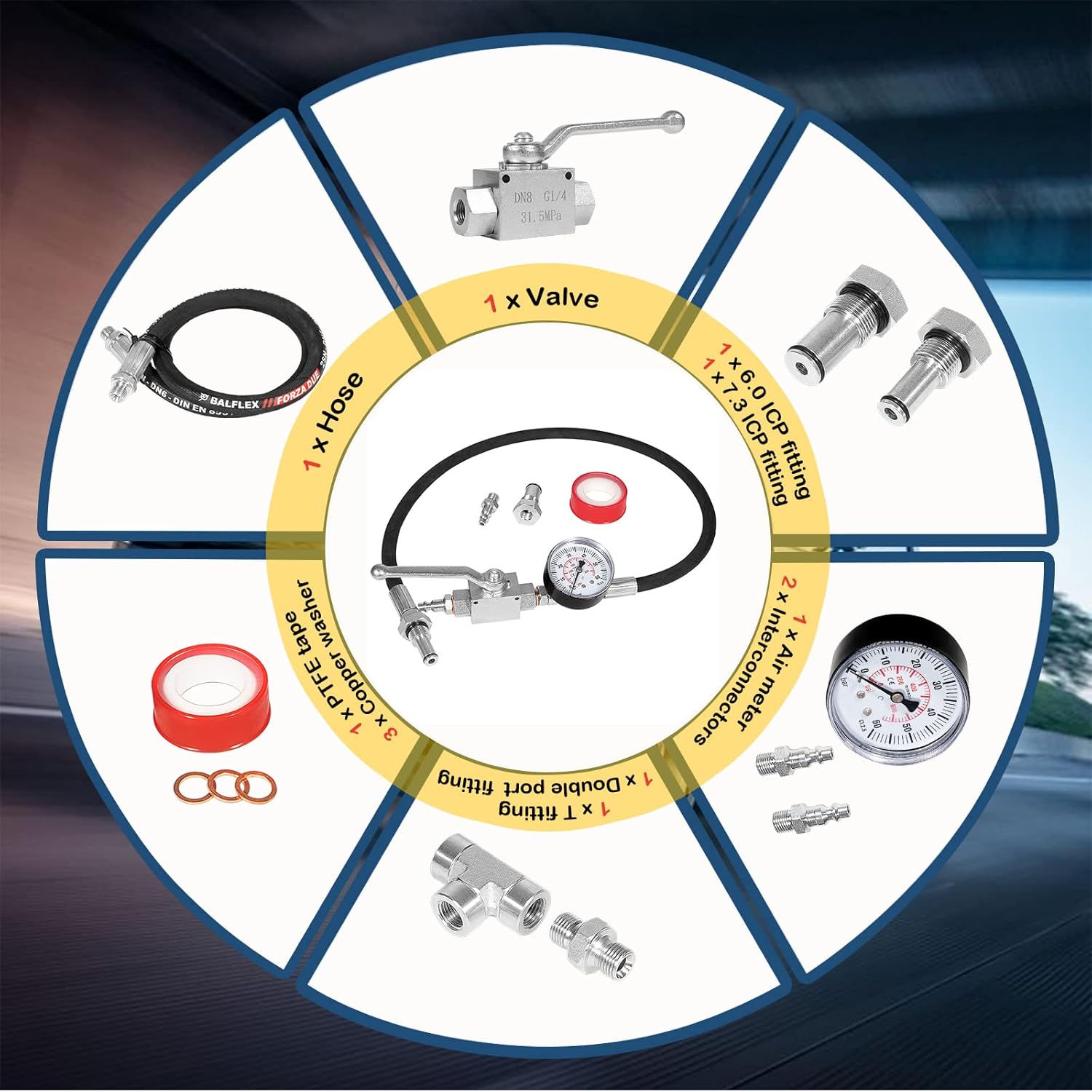 E-cowlboy Fits for Ford 6.0L-7.3LPowerstroke Diesel High Pressure Oil System IPR Air Test Tool Special KIT