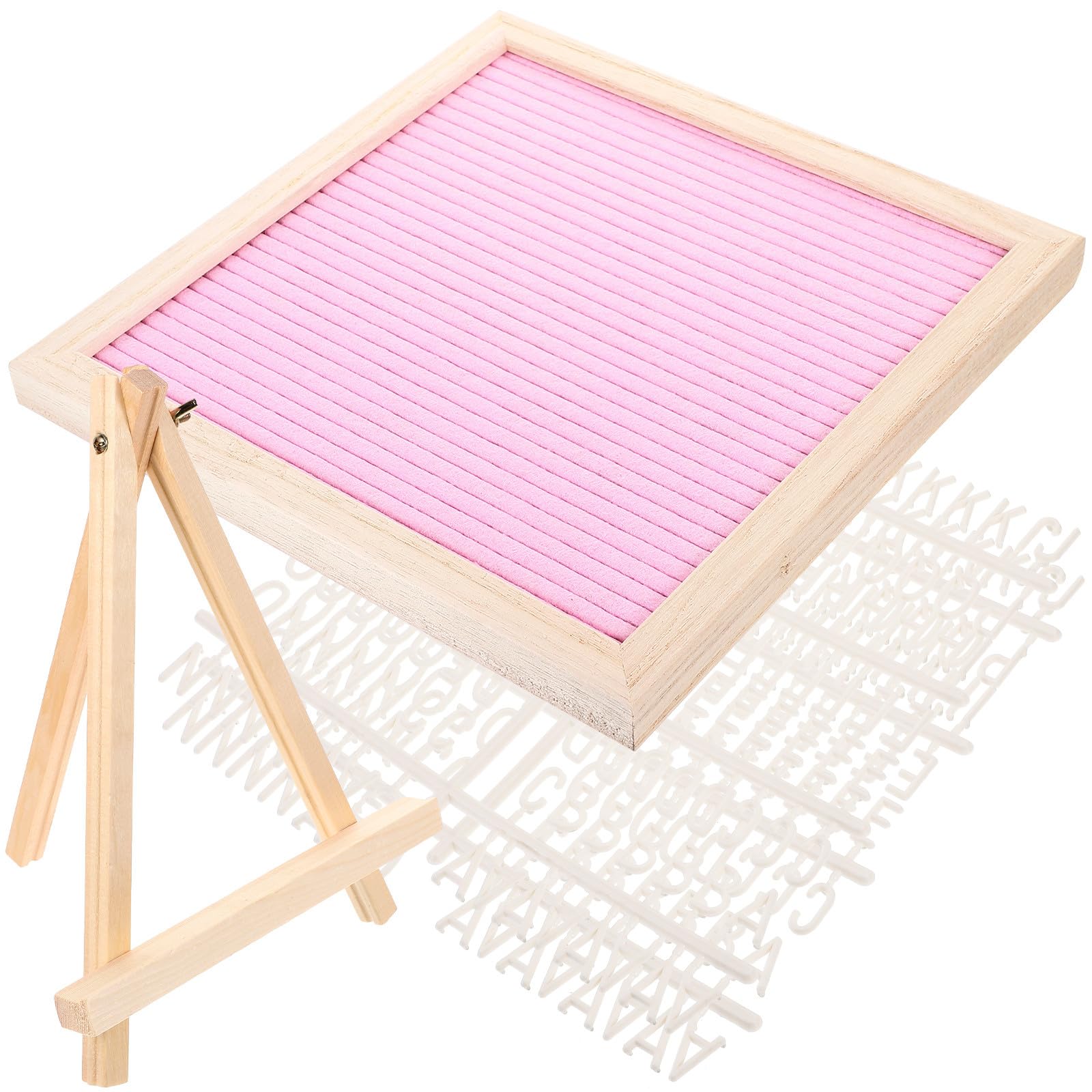 SUPVOX Tableau à Lettres en Feutre 25x25 Cm avec Support en Bois, Ensemble Interchangeable pour Messages, Décoration Mariage et Shower, Tableau Affichage Réutilisable Rose, Outil Créatif