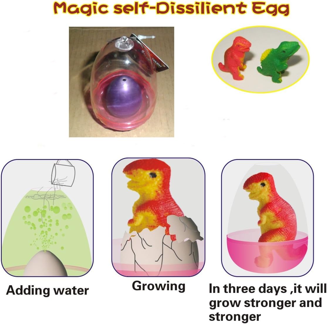 Magic self-Dissilient Dinosaur Egg (1). Color: PURPLE, with Hatchery Dome Kit Ready to Hatch a New Born Baby Dinosaur.