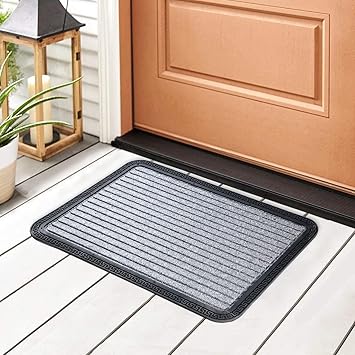 HOKIPO Medium 40X60 PP Foot Mat Anti Slip Floor mat for Entrance, Main Door mat, Grey (IN521)