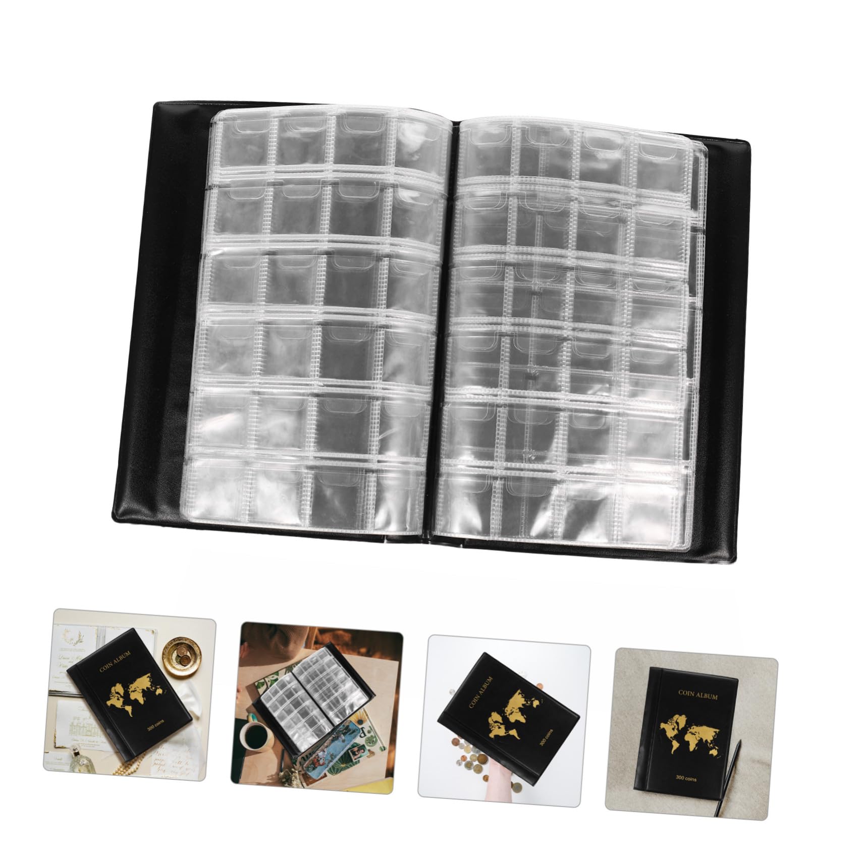 Beaupretty Album per Monete da Collezione 300 Tasche, PVC, Formato Box | Antiche e Denaro, Design Trasparente, Pu Semplice, Custodia Elegante per Raccolte