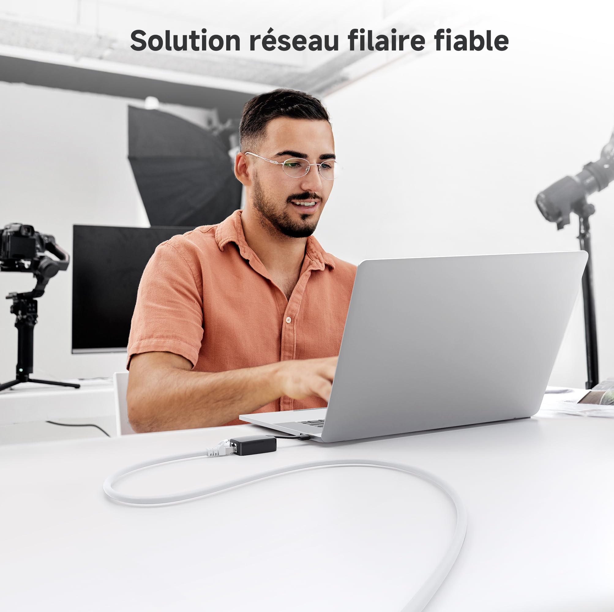 Cable Matters Câble Ethernet Cat6A blindé sans accroc 10 Gbit/s (SSTP, câble Ethernet blindé SFTP, câble réseau blindé, câble réseau blindé Cat 6) en blanc - 22,9 m