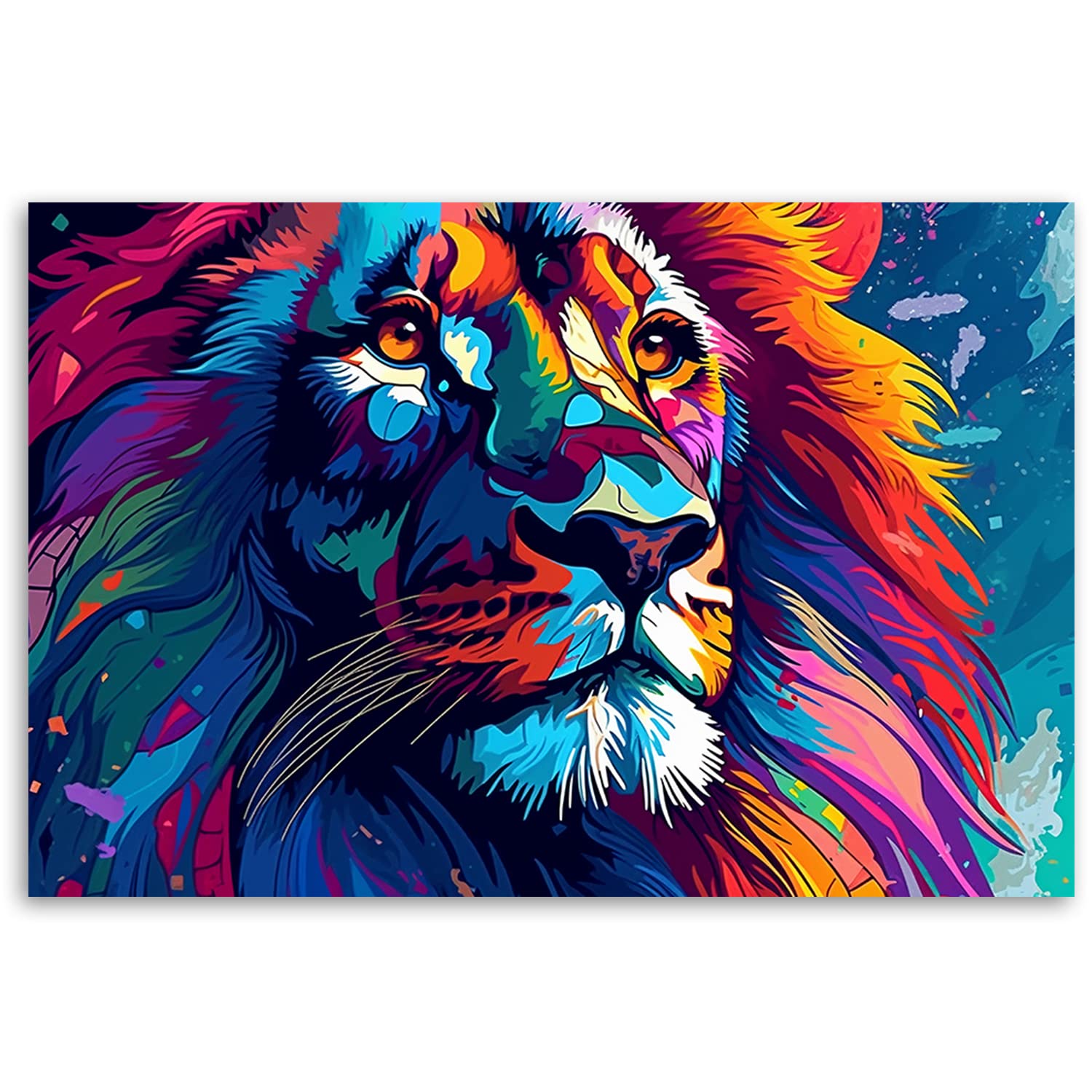 Feeby Impression sur Toile Intissee Lion Nature Animal 90x60 cm 1 pièces Tableaux Image Déco Murale Artistique Photographie Design Salon Bureau Couloir Hôtel Spa Abstrait Afrique multicolore