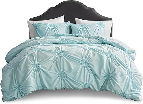 Miniatura 9 de Comfort Spaces Ember Cozy Juego de edredón elástico con diseño de medallón fruncido, ropa de cama moderna para todas las estaciones con relleno