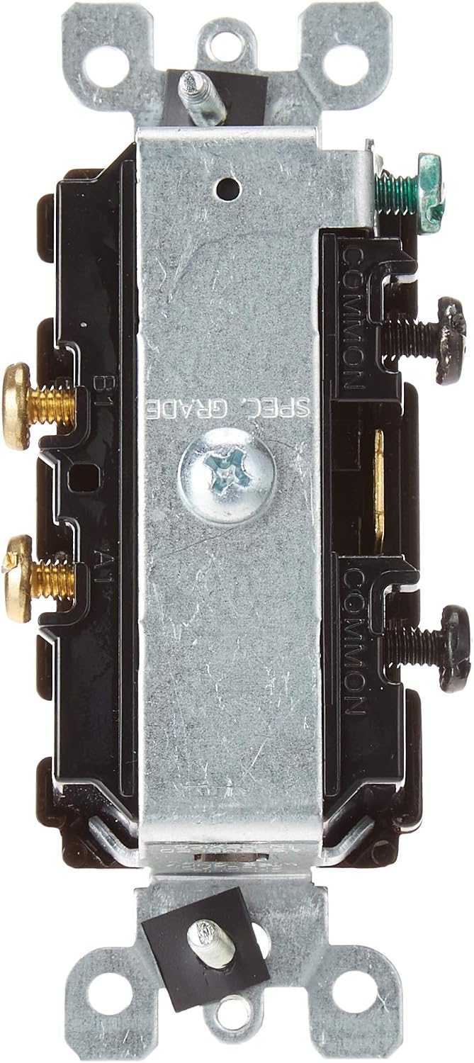 Leviton 5634 15 Amp, 120/277 Volt, Decora Single-Pole, Single-Pole AC Combination Switch, Commercial Grade, Grounding, Brown
