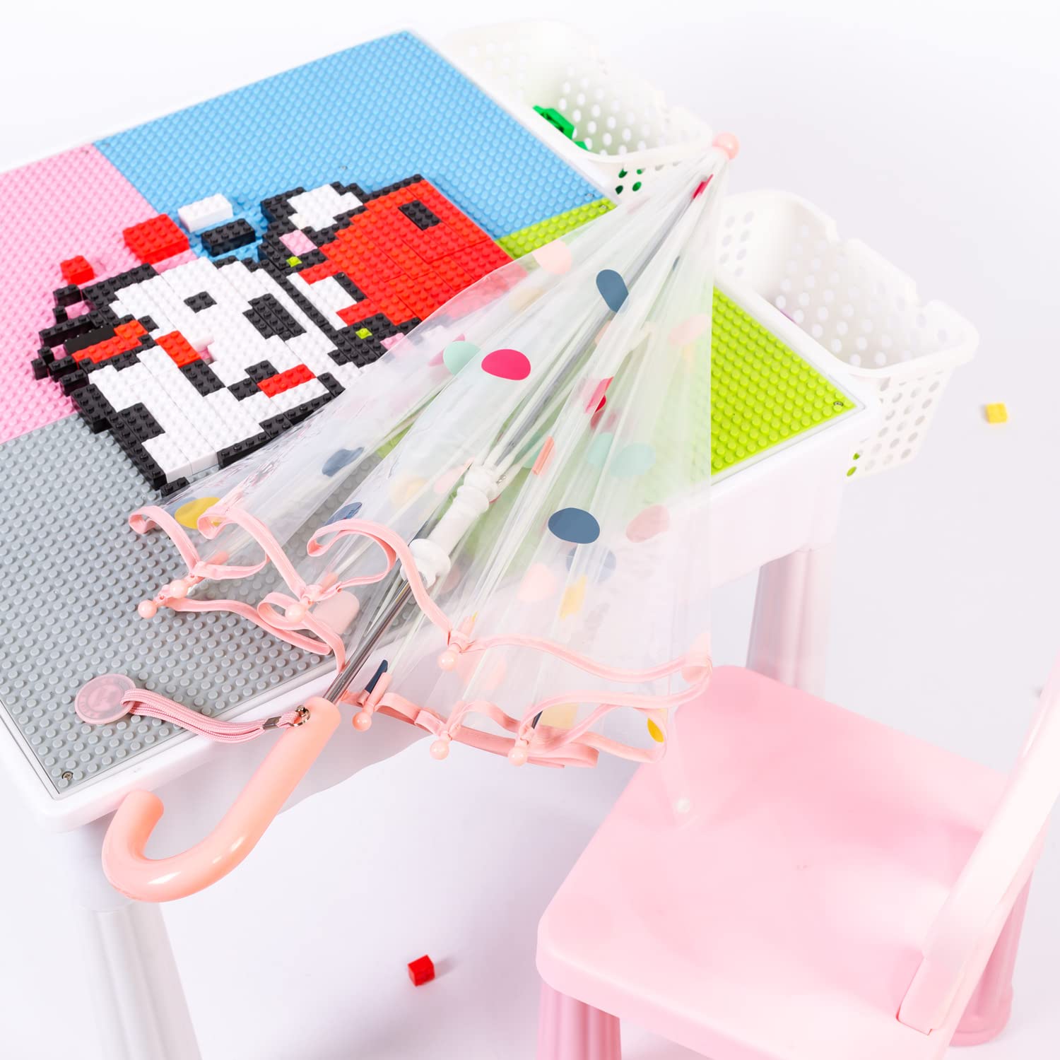 ThreeH 2 Paquets Parapluie pour enfants Léger Cadre en fibre de verre Coupe-vent Arceau de sécurité Perles arrondies pour Garçons Filles âgés de 3 à 10 ans