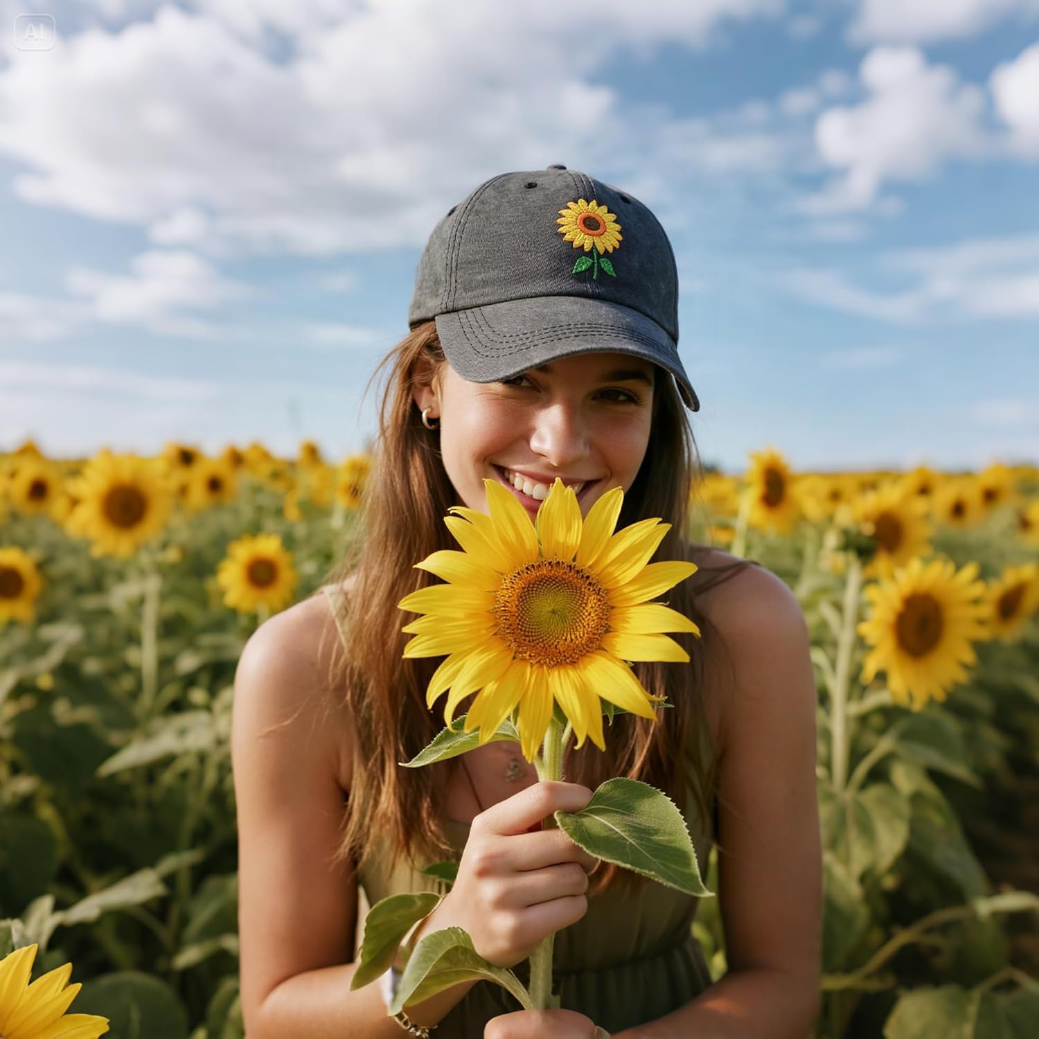 Waldeal Women's Sunflowers Baseball Cap Adjustable Distressed Vintage Summer Dad Hat - Image 3
