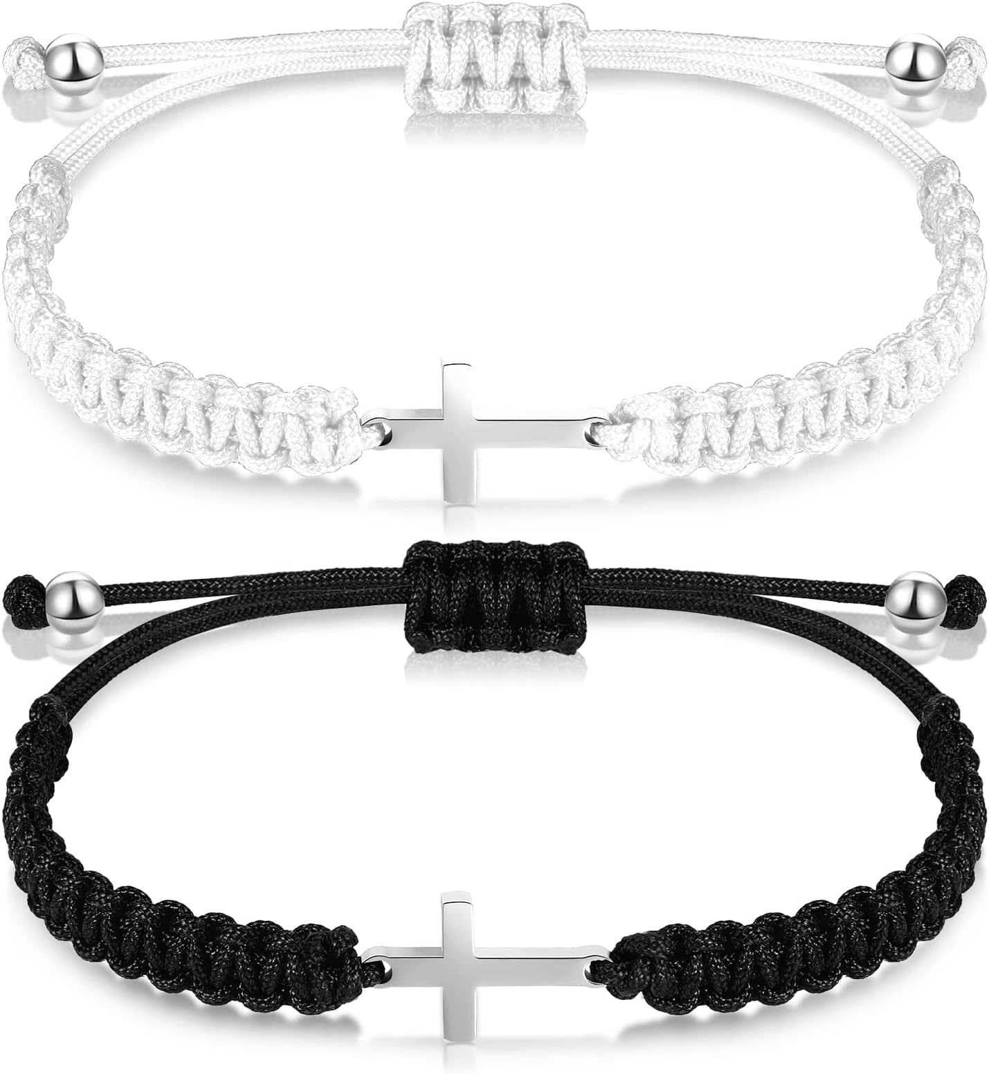 Cross Friendship Bracelet Adjustable Braided Rope Jesus Christian Cross Bracelets Matching Couple String Lucky Strand BFF Wristband for Women Men Boy Girls Easter Baptism