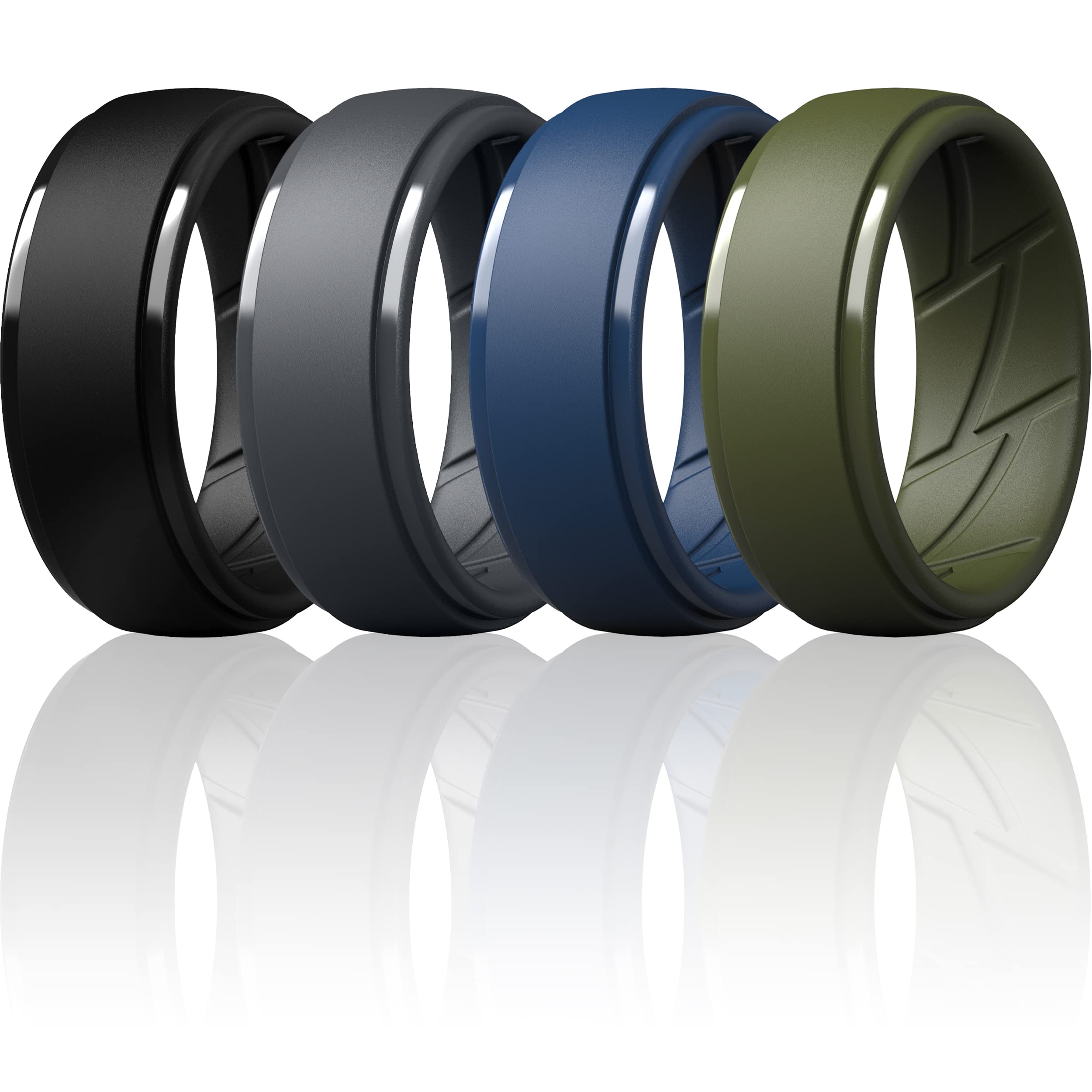 ThunderFit Men's Silicone Rings 10mm Wide 2.5mm Thick Rubber Bands, Breathable, Variety Multipack 1-10