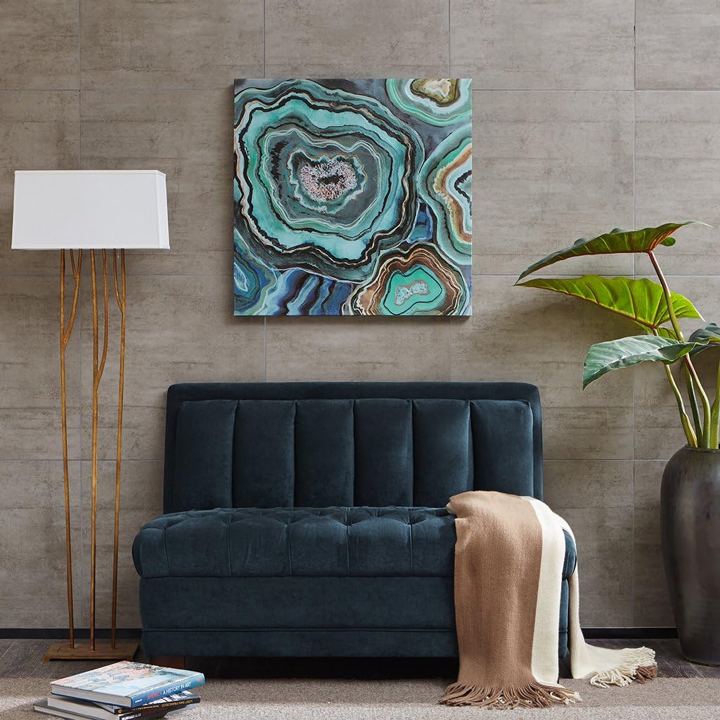 Olliix Aqua Agate Printed Canvas with Gel Coat, Multi