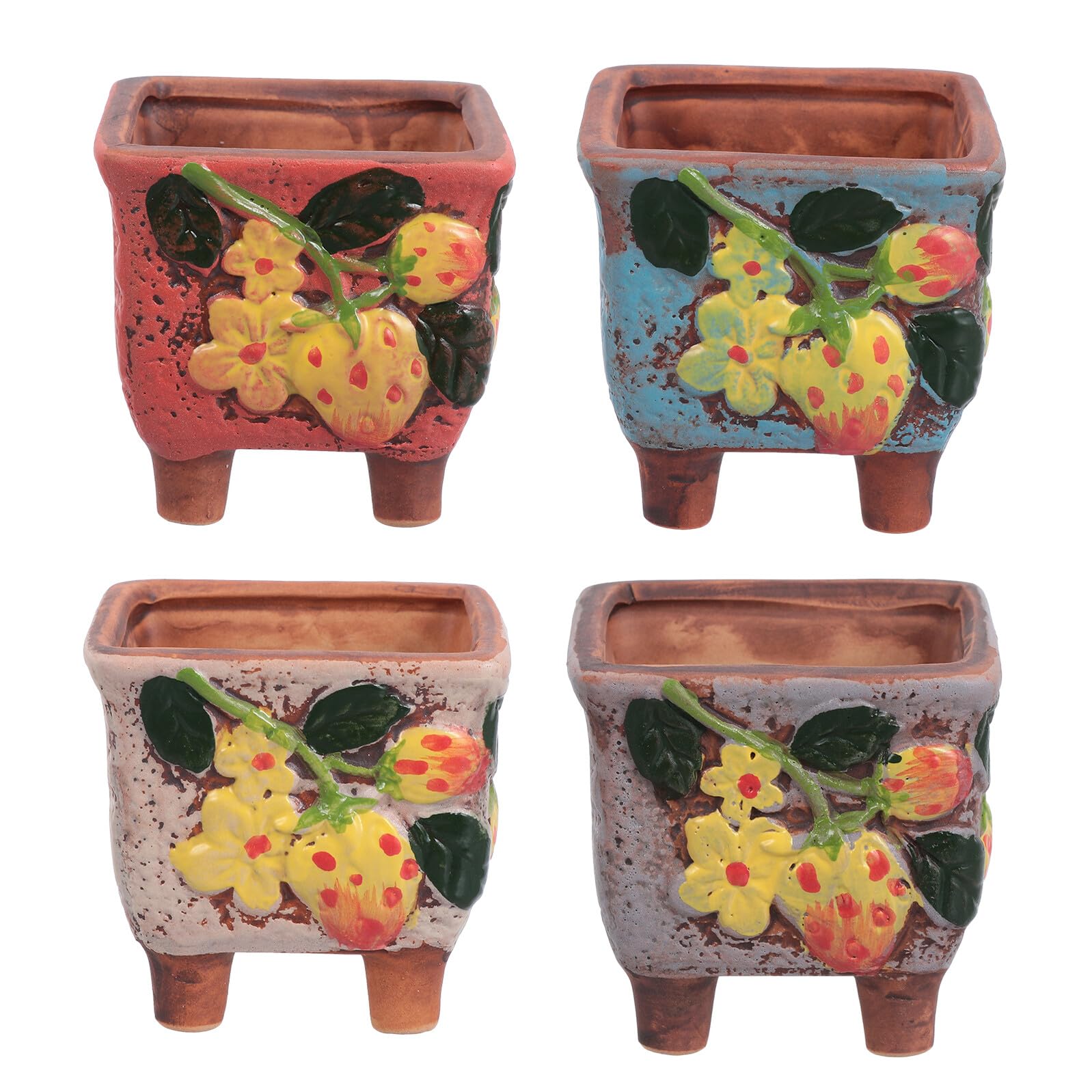 Pots de fleurs en céramique peints à la main : 4 récipients originaux pour plantes