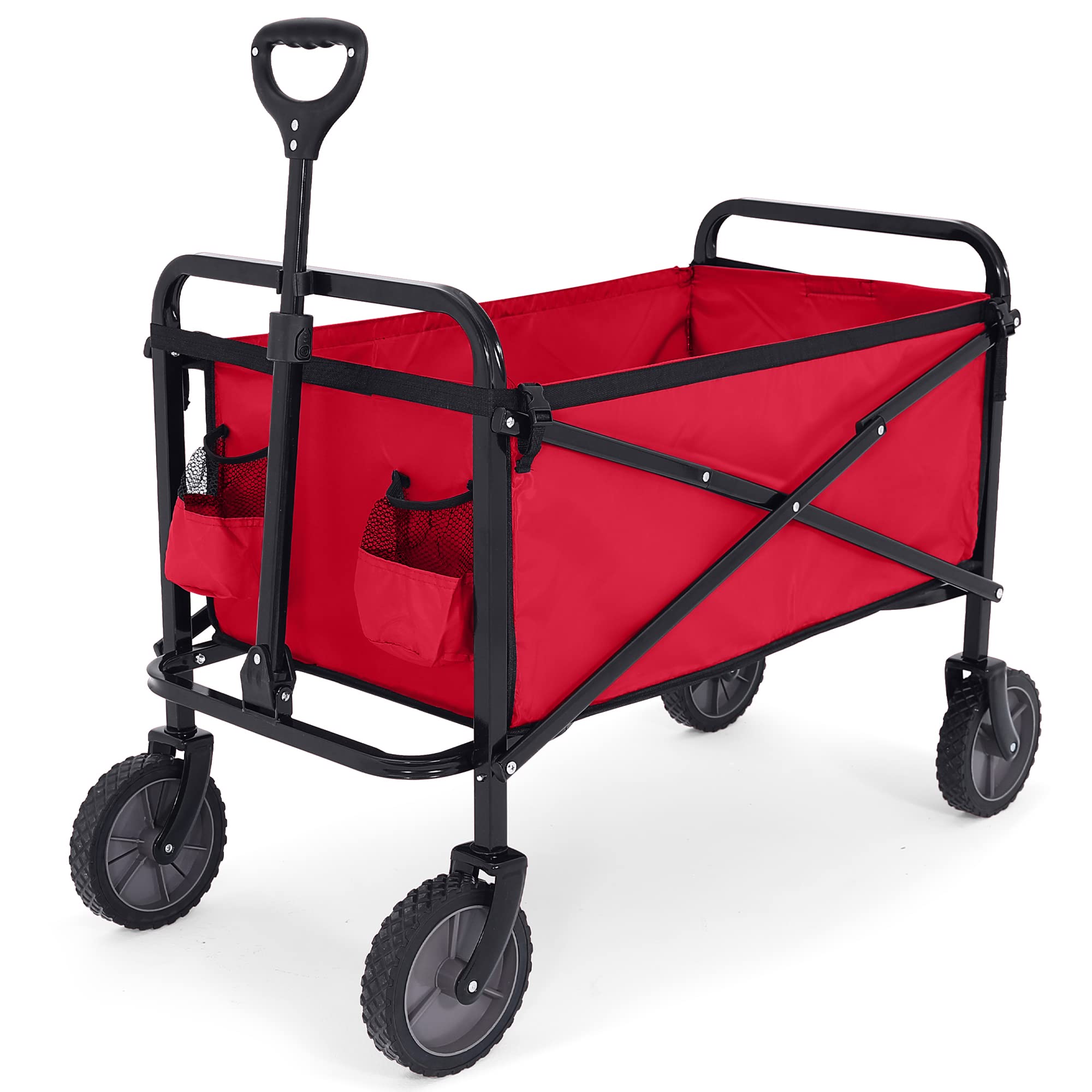 Chariot de jardin pliable bordeaux parfait pour le camping en famille