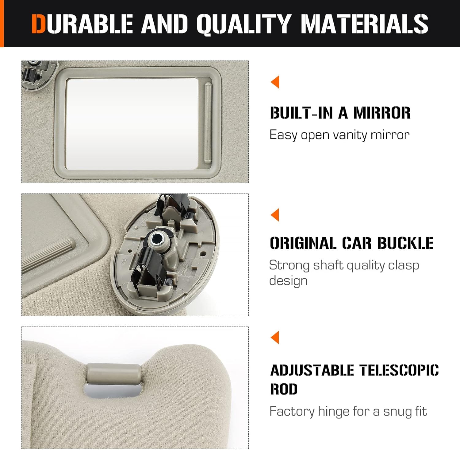 Sun Visor for 2007-2011 Toyota Camry Without Sunroof, Left Driver Side Beige Sunvisor Replacement 74320-06780-B0, 74320-33B81-B0