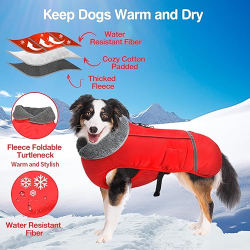 Miniatura 2 de Chaqueta de invierno para perro, chaqueta acolchada para perro resistente al agua, traje de nieve, abrigos de vellón para cachorros de clima frío,