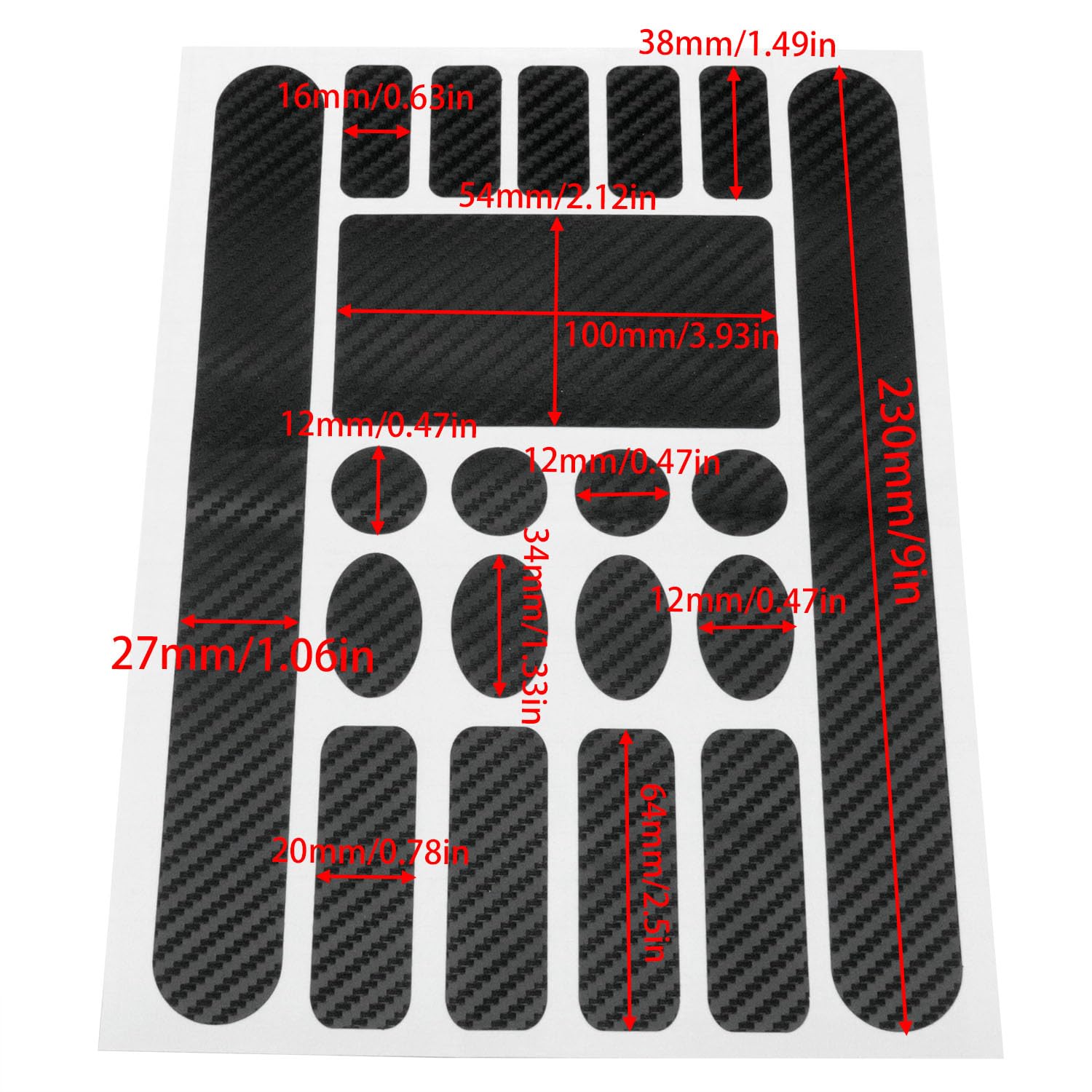 Lot de 4 protections en fibre de carbone pour cadre de vélo - Anti-rayures - Film autocollant - Noir