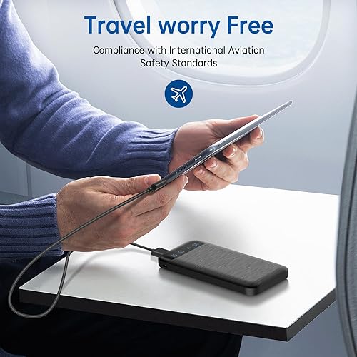 Miniatura 5 de Power Bank 10000mAh - Cargador portátil para teléfono móvil, paquete de batería externa con 2 salidas USB 2.4 A y entrada USB C, compatible con