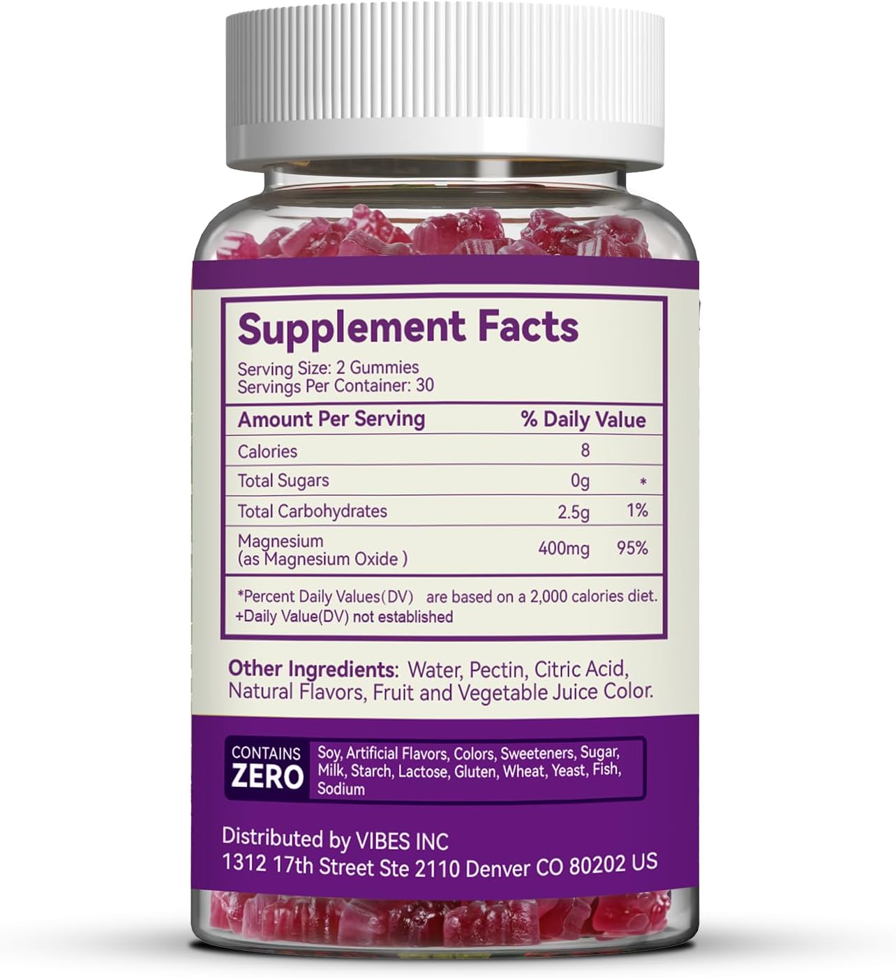 2 Pack Magnesium Oxide Gummies 400mg, Chewable Magnesium Oxide Supplement for Adults, Nerve & Muscle Support - Sugar-Free, Vegan,120 Count