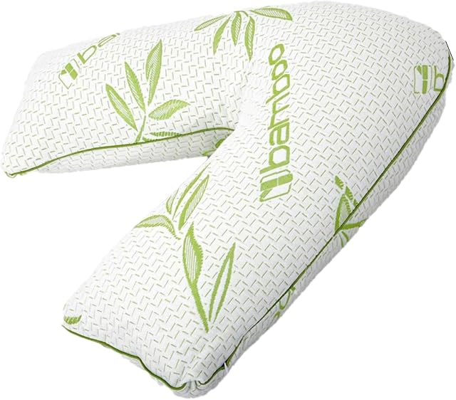 Sleep&Snuggle V Shape Pillow Orthopaedic Bamboo Casing Memory Foam Pillow - Non-Allergenic Neck Suport Nursing Maternity Pregnancy Support Pillow, Pack of 1