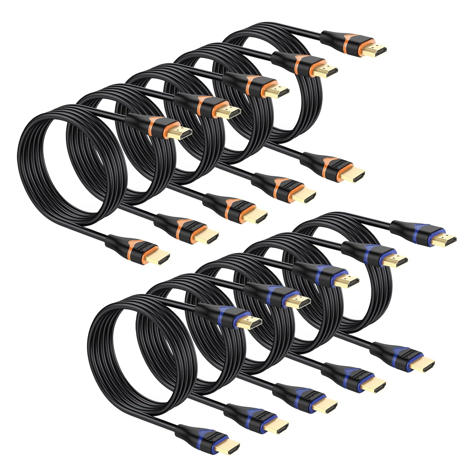 4K HDMI Cable 6.6FT 10-Pack, HDMI to HDMI Cable High Speed HDMI Cord 2.0 Ultra HD 4K@60Hz, 2K@144Hz, HDR, 3D, Dolby, HDCP 2.2, ARC for PS5, PS4, HDTV, Monitor, Xbox, Blu-ray, Laptop