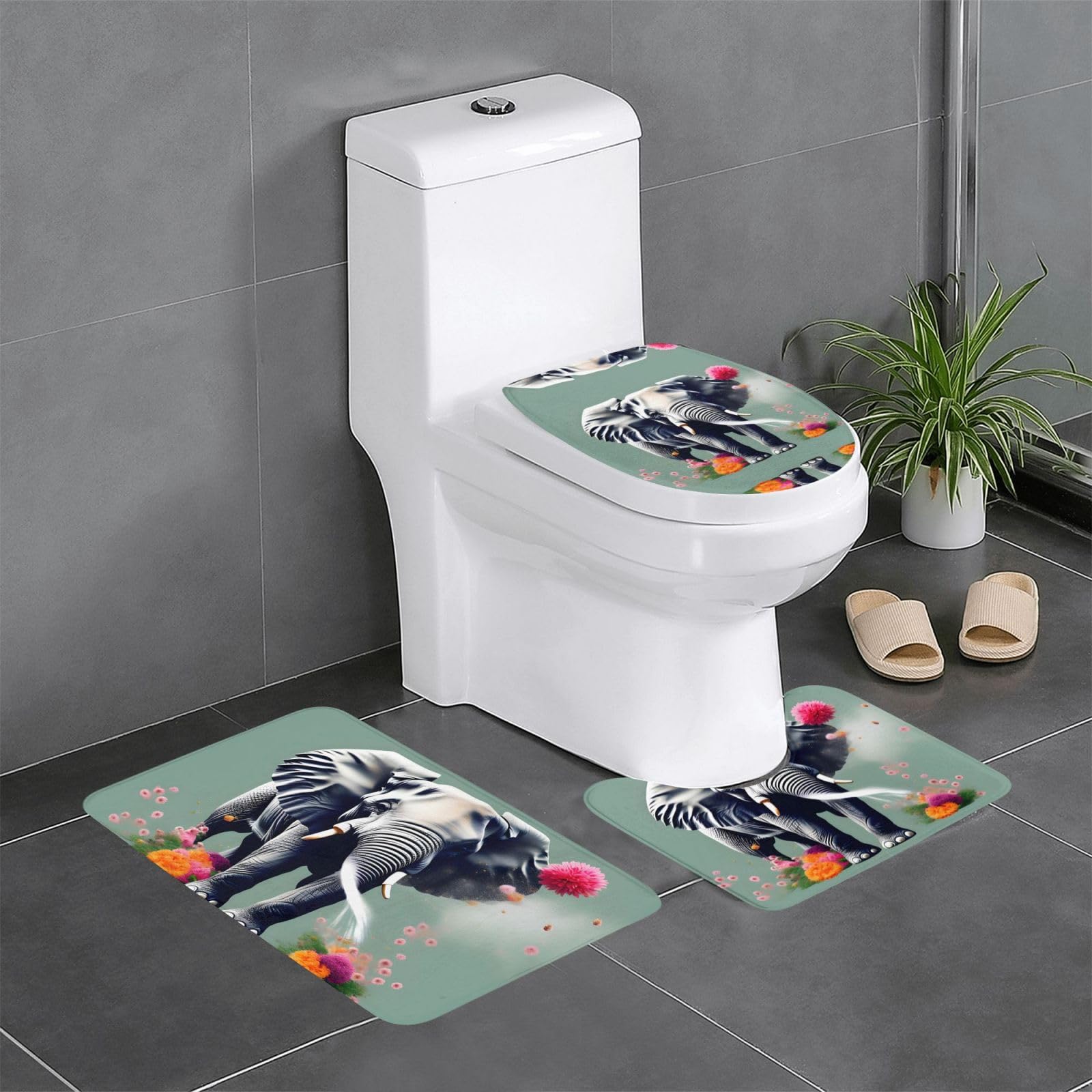 Tapis de salle de bain antidérapant motif éléphant WHJSSF pour un rituel matin douceur