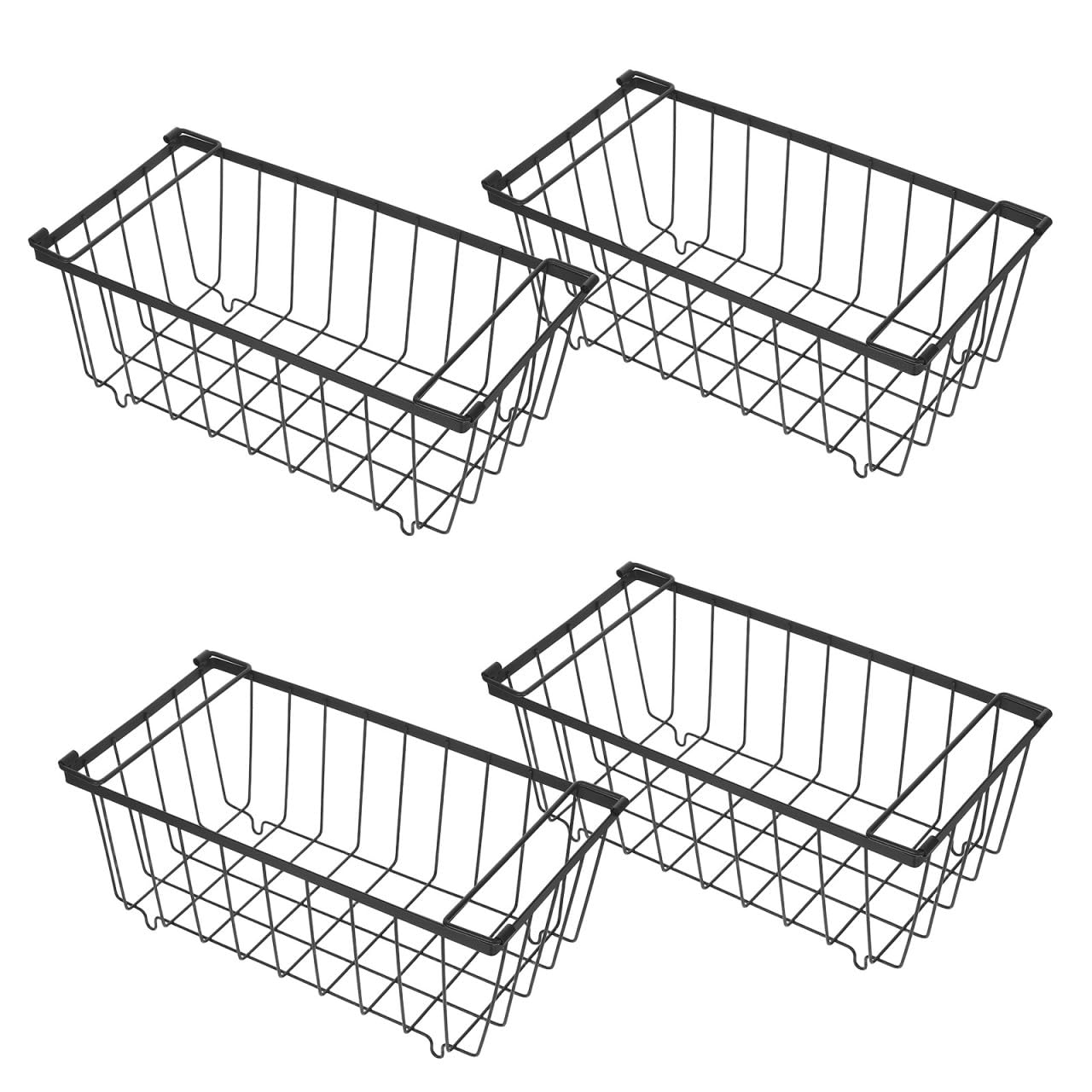 YARNOW 4pezzi Cestelli per Congelatore Pozzetto in Ferro Resistente al Freddo con Manici Organizer Frizer Portaoggetti Cucina per Verdure Frutta e Alimenti Adatti Frigoriferi Verticali