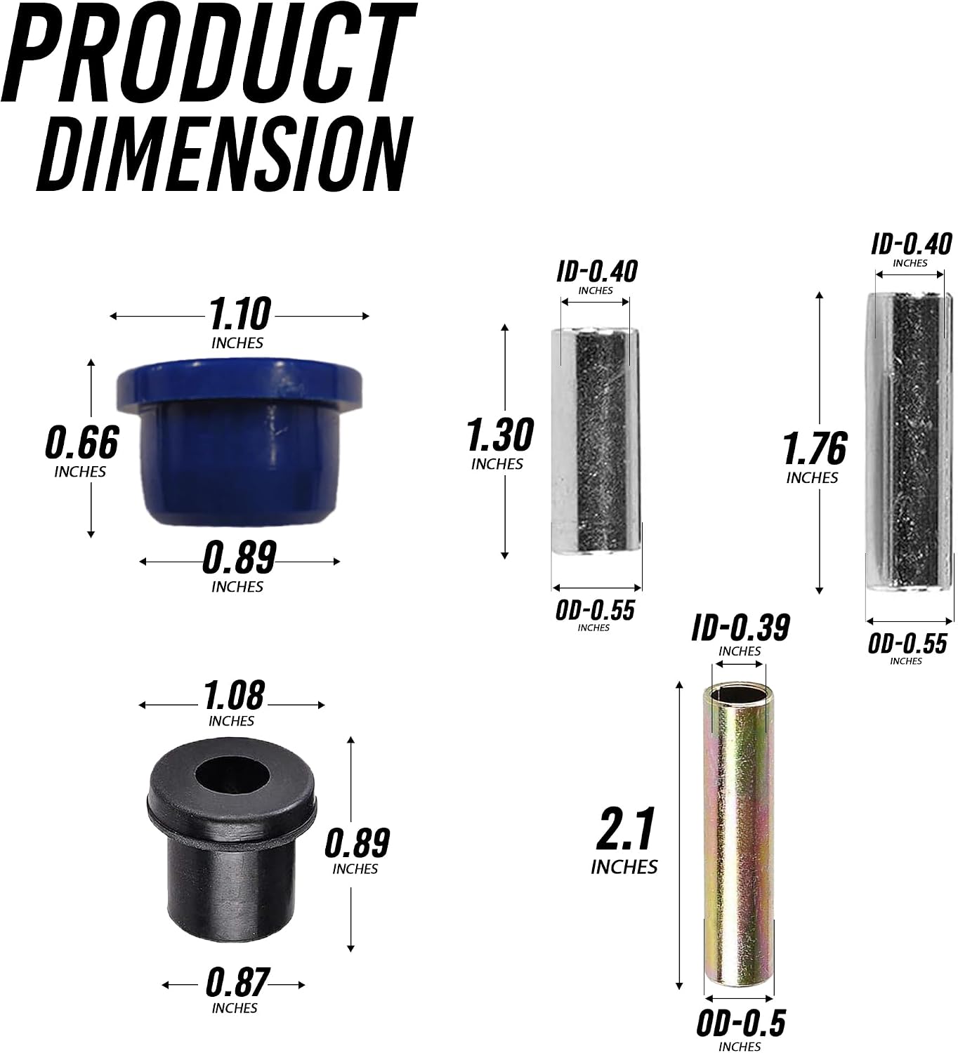 Huskey Golf Cart Front End Bushing Kit, Front Lower Spring & Front Upper A-Arms Bushing Kits for Club Car DS 1993-2013