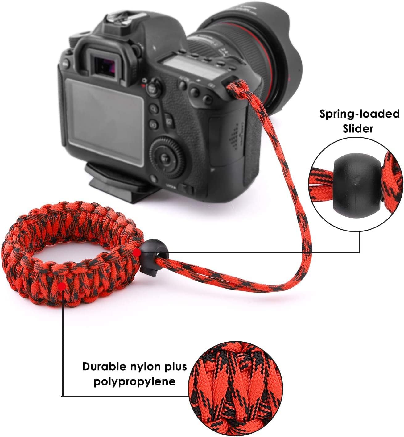 MoKo Paracord Nylon Braided Camera Hand Grip Strap for Video Camcorder/Binoculars/Nikon/Canon/Sony/SLR/DSLR Digital Camera