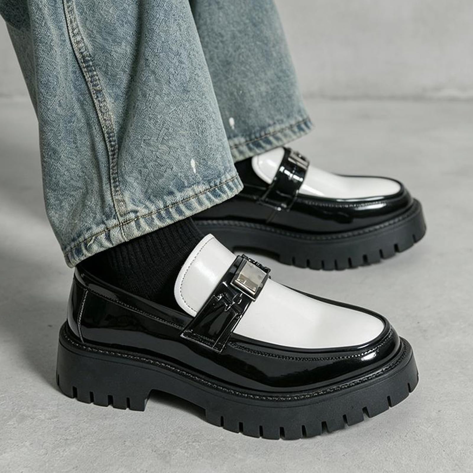Mocassini Plateau Uomo Scarpe Eleganti Slip-On Comodi