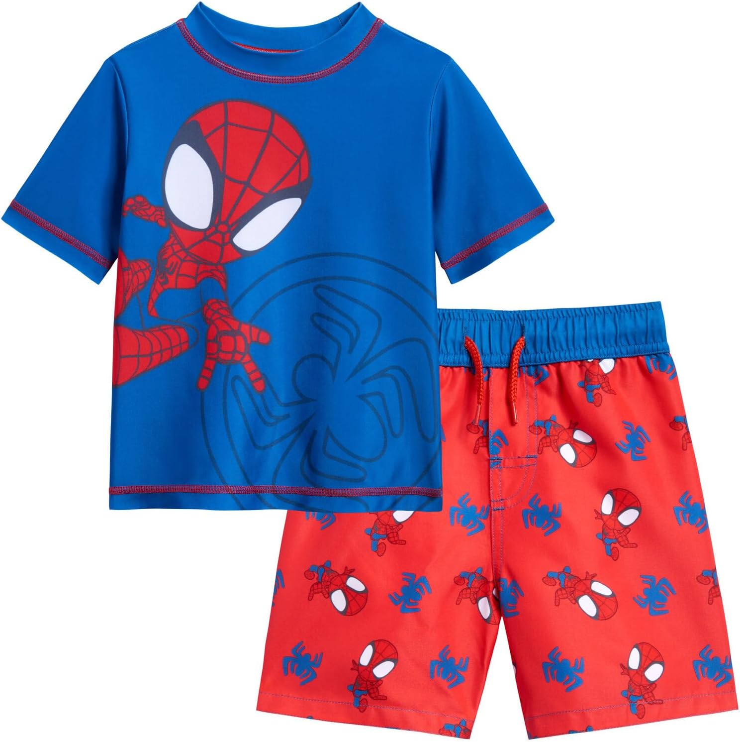 Marvel Raglan Rash Guard and Swim Trunks UPF 50+ Outfit Set Toddler to Big Kid Sizes (2T - 18-20)