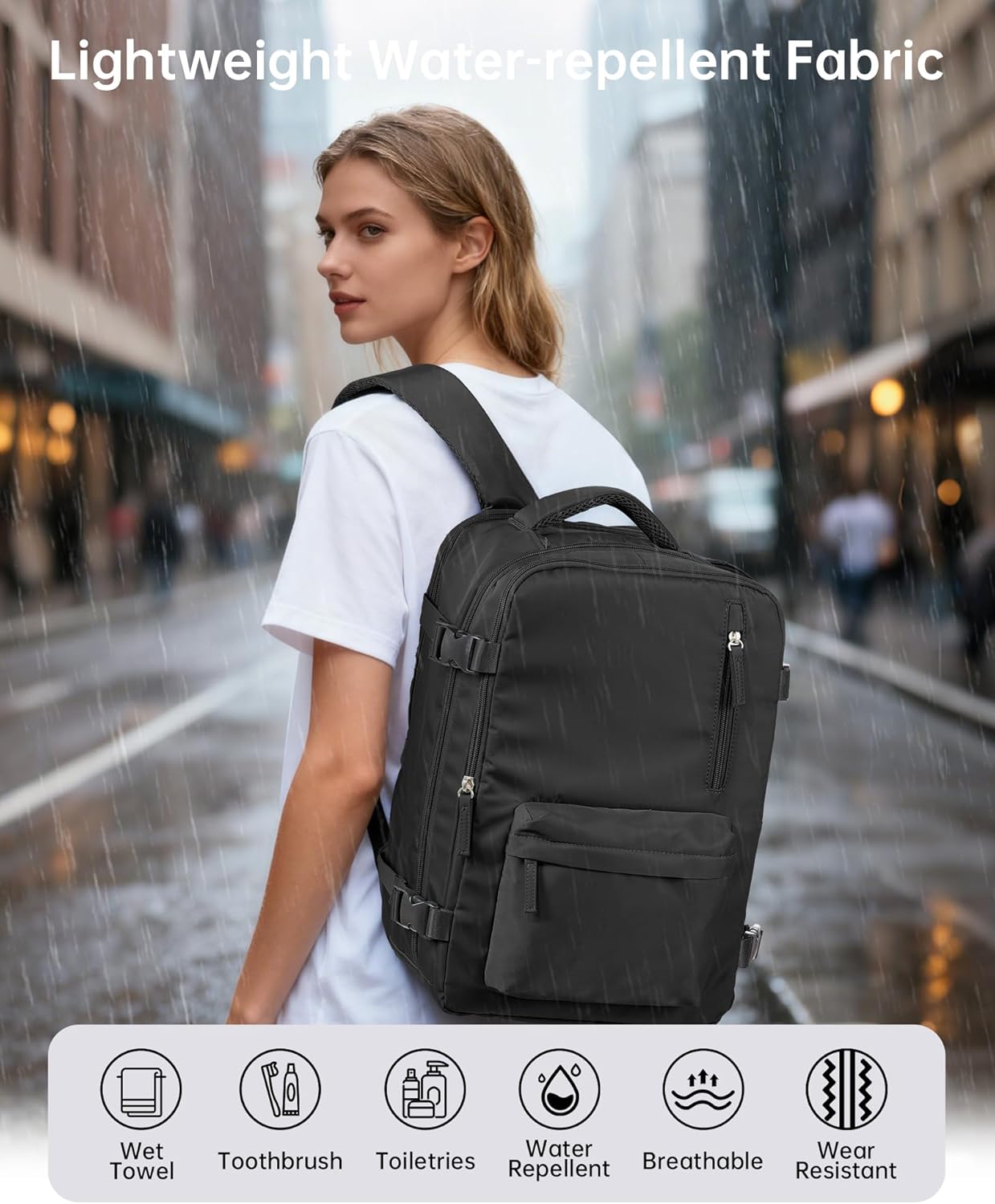 Vacuum Backpack Travel with Pump Vacpack for Women Men Compression Backpack Airplane Approved Personal ltem Bag with Vacuum System Mochila de vacío Cabin Bag Carry On with Airbag,Black