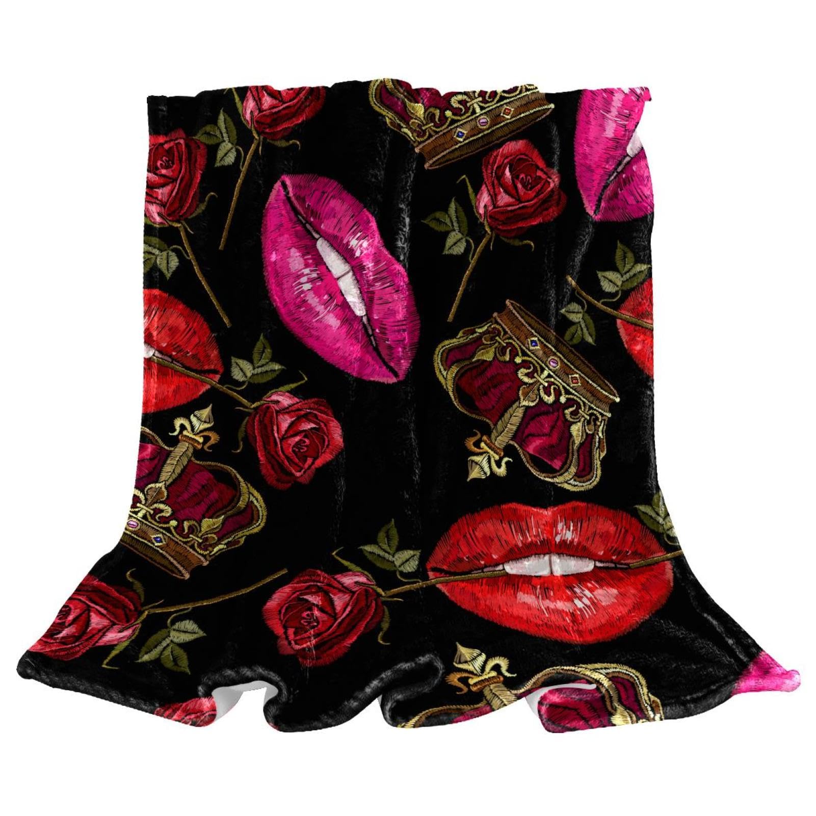 Couverture de lit polaire rose de qualité supérieure avec imprimé bouche