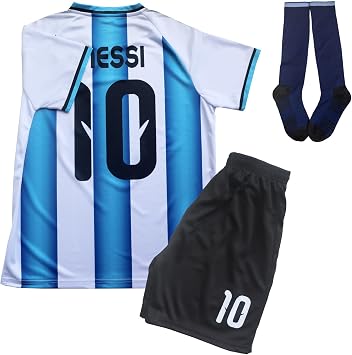 LeenBD #10 Leo. Kids Football Soccer Jersey/Shorts/Socks Kit Youth Sizes