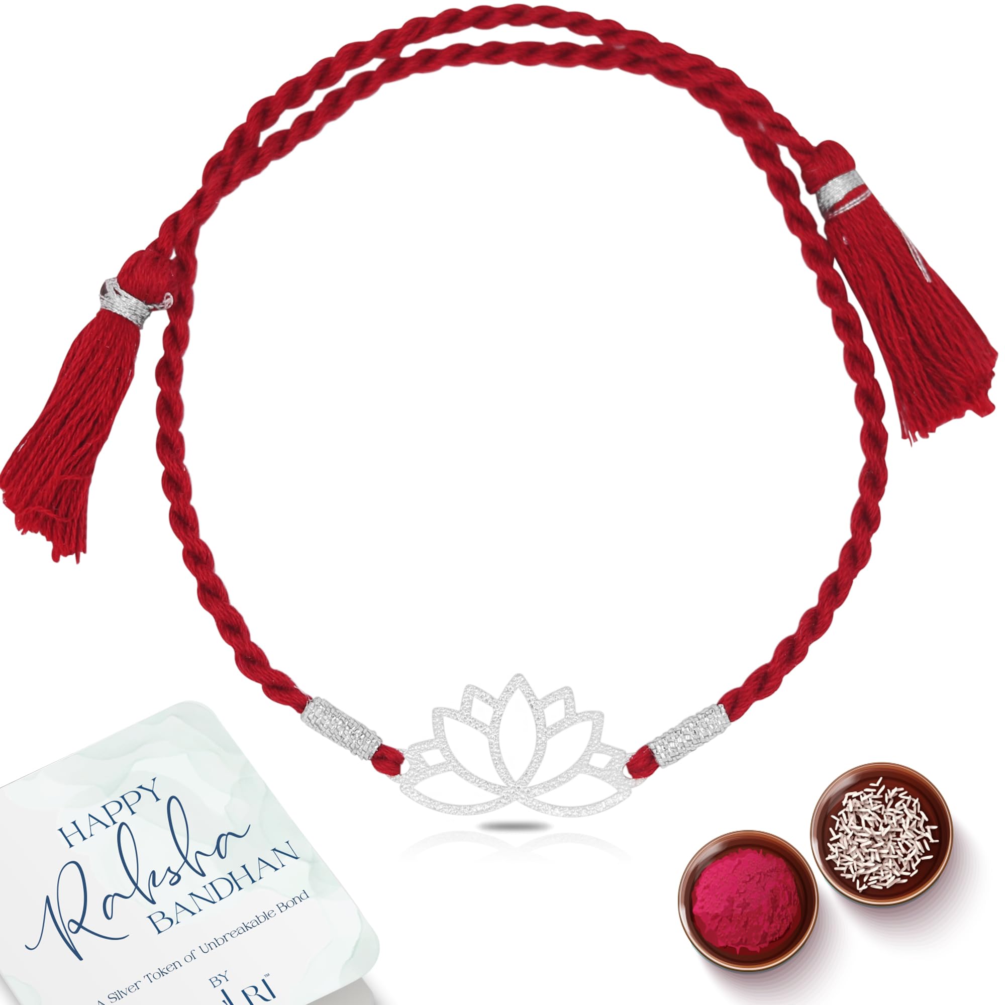 ZULRI 925 Sterling Silver Lotus Rakhi For Brother (Boys & Men) Cotton Thread | Rakshabandhan Rakhi With Greeting Card & Roli Chawal and Certificate of Authenticity 925 Silver (B0CD4GKX99) Amazon Price History, Amazon Price Tracker