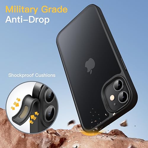 Miniatura 3 de JETech Funda mate para iPhone 12 Mini de 5.4 pulgadas, a prueba de golpes, protección contra caídas de grado militar, cubierta trasera translúcida