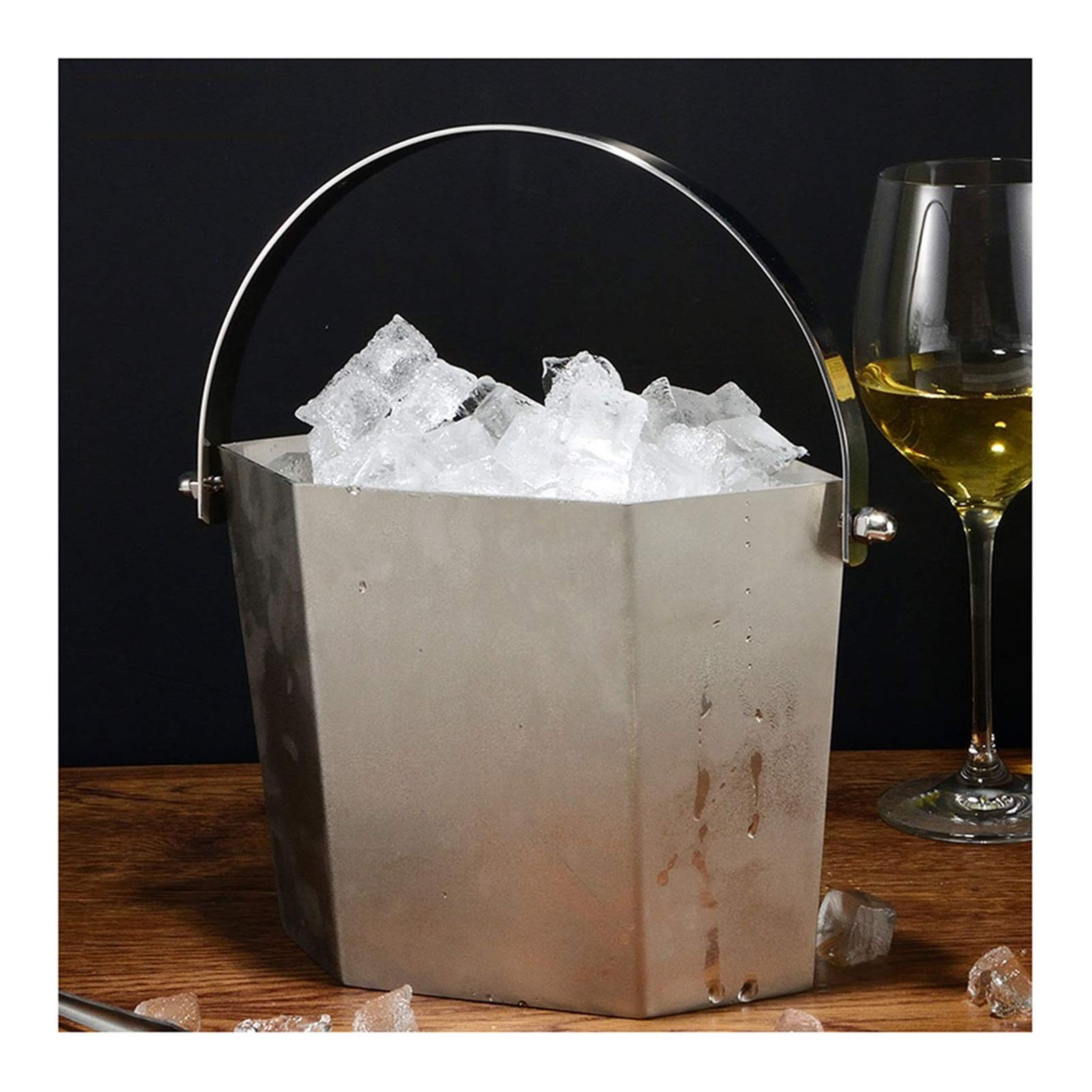 Cubitera/Enfriador Bar de acero Inoxidable Cerveza cóctel Cubo de Hielo Restaurante hogar champán Cubo portátil Creativo Hexagonal Bebida Cubo de Hielo Cubiteras Botellas
