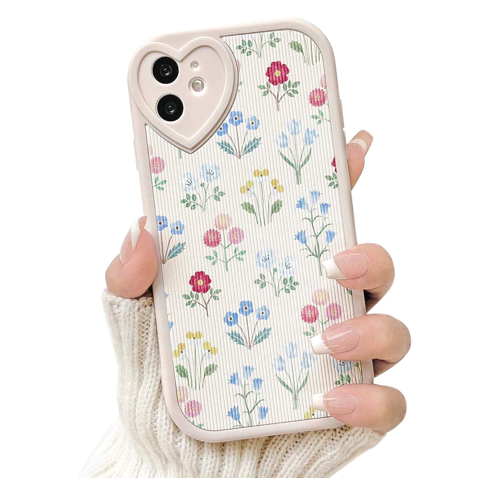 Lovmooful Compatible for iPhone 11 Case Cute Oil Flower Floral Leaf with Love Lens Bumper Protector for Girls Women Soft TPU Shockproof Protective