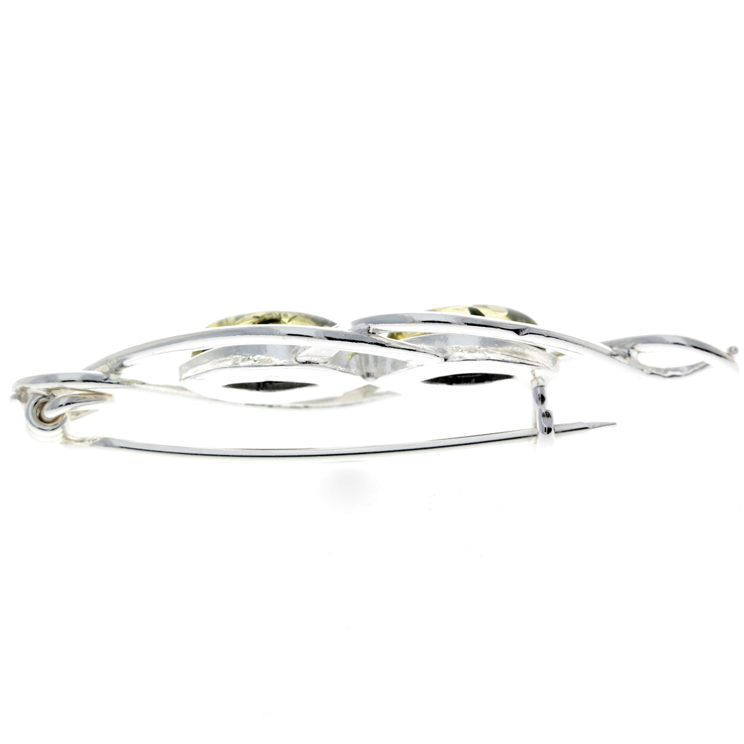Spilla moderna in vera ambra baltica e argento Sterling M810