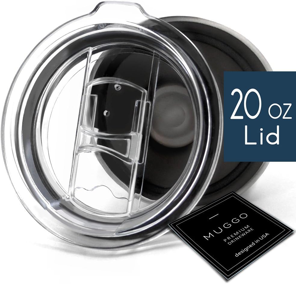 20 oz Slider Replacement Lid For Tumblers, RTIC, YETI, OZARK TRAIL Rambler & 10 oz Lowball Tumblers - Splash-Resistant, BPA-Free Crystal Clear Lid with Slider Closure & Large Straw Mouth