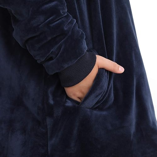 Vista 6 de LetsFunny Manta con Capucha, Sudadera Manta de Forro Polar Sherpa de Gran Tamaño Usable, Súper Suave, Cálida y Acogedora con Bolsillo Gigante